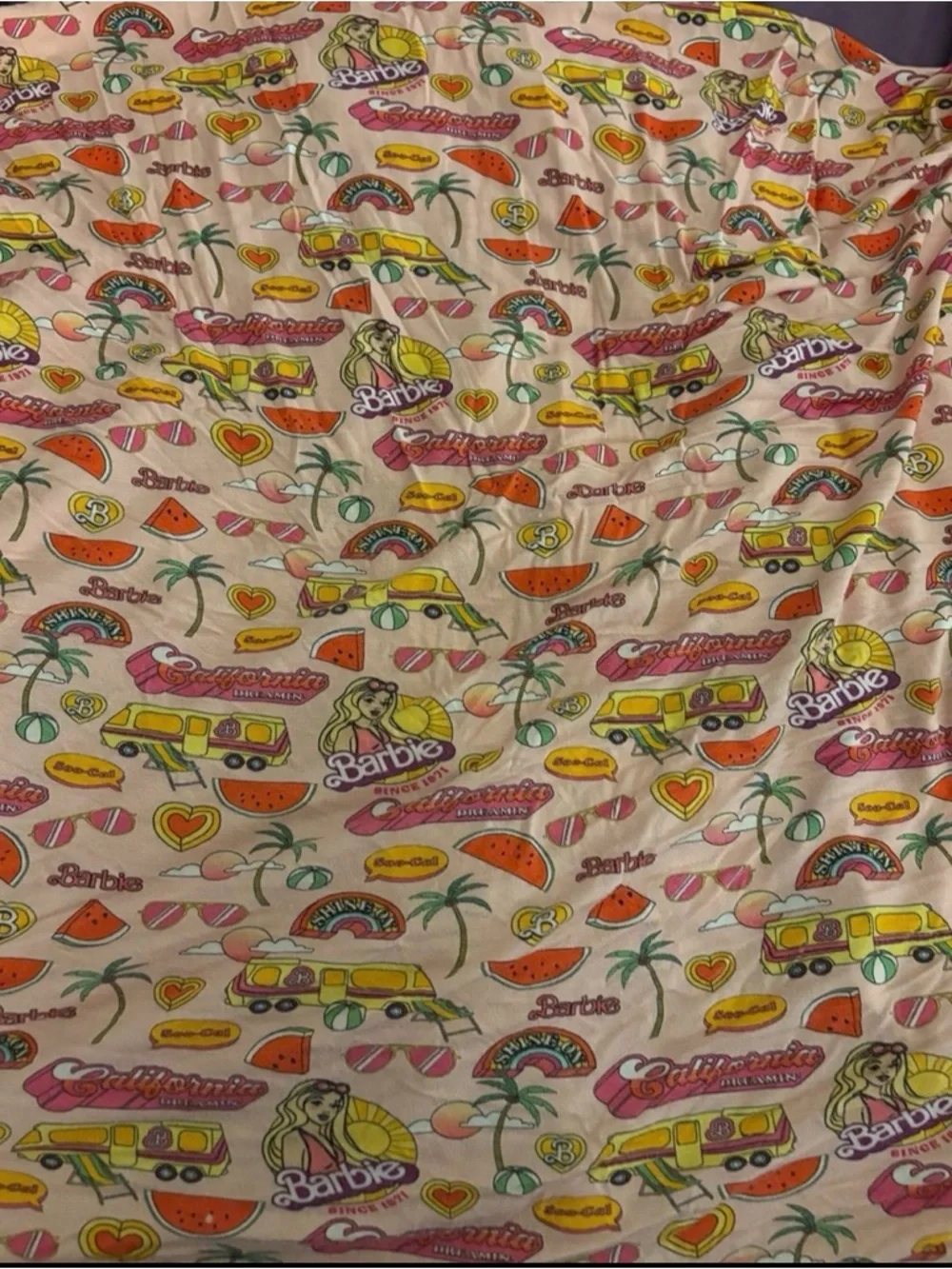 Posh Peanut Malibu Barbie Pink Retro Summer Bamboo Fitted Crib Sheet